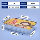 190*110*45MM Food Packaging Pan Food 500ML Box Trays With Lid Aluminium Disposable Containers Aluminum Foil Container